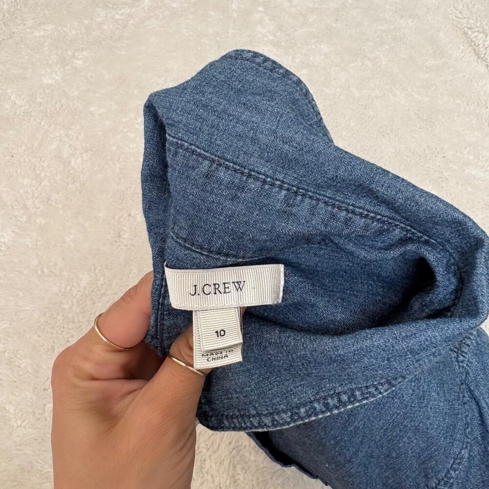 J.Crew Women Blue Denim Shirt Dress 10 Casual Teach Work Wear Lightweight Summer - Picture 5 of 6